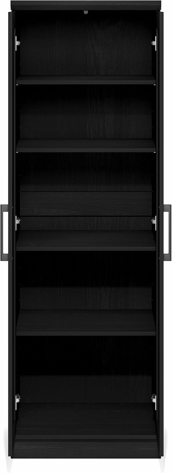 Furinno Robin Storage Cabinet, 5-Tier Pantry Cabinet with Adjustable Shelves, 23W with 2 Shaker-Doors, Kitchen Cabinet, Organization and Storage, for Pantry, Living Room, Home Office, Black Woodgrain