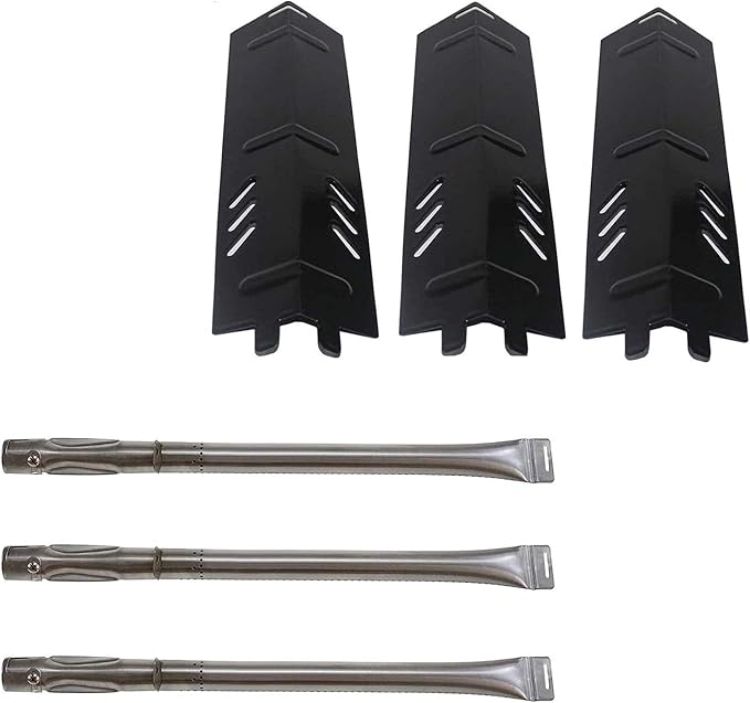 Grill Replacement Parts for Backyard & Uniflame Grills, 3 Pack Heat Plate Shields & Burner Tubes Repair Kit for BY13-101-001-11, BY14-101-001-01, GBC1429W, GBC1329WRS-U