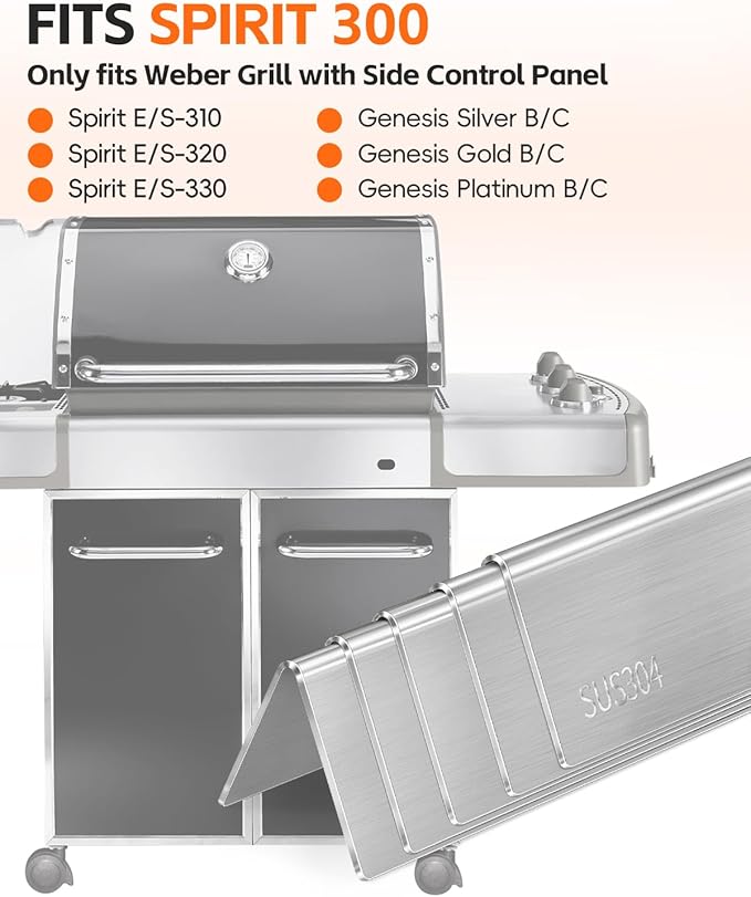 7537 Flavorizer Bars 22.5" for Weber Grill Parts Spirit 300 Series, Spirit E310 S310 Grill with Side Control, Genesis Silver B Flavor Bar Stainless Steel Replacement of Weber Grill Part 7536
