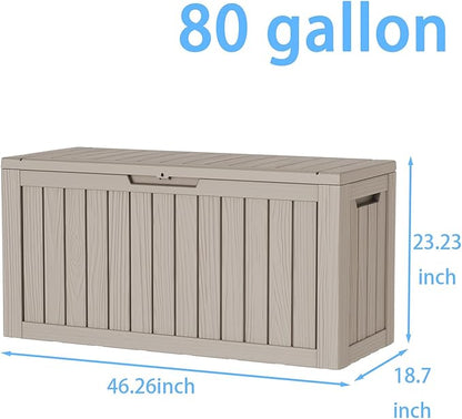 Pepe Tee Waterproof Resin Deck Box, Outdoor Storage Bin for Patio Furniture Cushions, All-Weather Garden Organizer & Seating Bench, Coffee