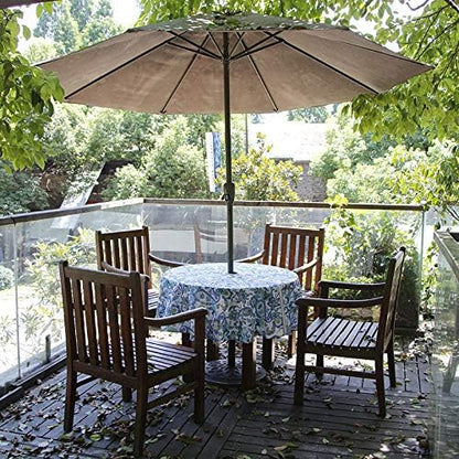 EHouseHome Outdoor and Indoor 60inch Round Tablecloth with Umbrella Hole and Zipper, Waterproof Zippered Patio Cloths, Spring/Summer Table Covers for Backyard Circular Table/BBQs/Picnic