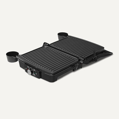 Amazon Basics Panini Press & Electric Indoor Grill with Adjustable Temperature Settings, Non-Stick Ceramic Plates, Black