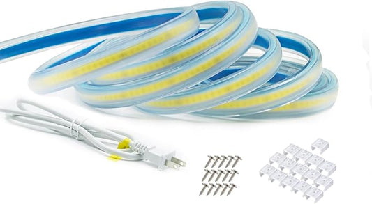 LED Rope Lights 6.56 ft 110V Bright Warm White LED Strip Lights 2M 120V COB LED Lights IP67 Waterproof Flexible Cuttable Light Strips for Kitchen Under Cabinet Outdoor (Warm White, 6.56ft)