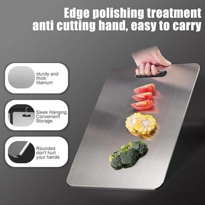 Titanium Cutting Board - Dishwasher Safe, Double Sided Non-Slip Titanium Cutting Boards for Kitchen, Durable & Easy to Clean & Odor Resistant, For Kitchen, Camping, BBQ (Large)