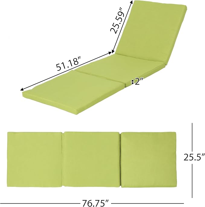 Christopher Knight Home Jamaica Outdoor Water Resistant Chaise Lounge Cushions, 2-Pcs Set, Green