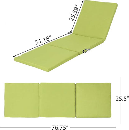 Christopher Knight Home Jamaica Outdoor Water Resistant Chaise Lounge Cushions, 2-Pcs Set, Green