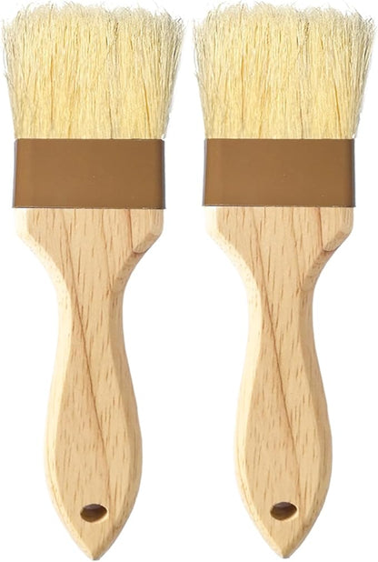 Pastry Brush,2 inch Basting Brush for Cooking and Baking,Natural Bristle Food Brush for Oil & Sauce,No Bristles off,Easy Clean,Durable Kitchen Marinade Butter Culinary Utensil (2 Pack)