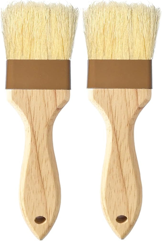Pastry Brush,2 inch Basting Brush for Cooking and Baking,Natural Bristle Food Brush for Oil & Sauce,No Bristles off,Easy Clean,Durable Kitchen Marinade Butter Culinary Utensil (2 Pack)