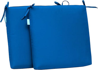QILLOWAY Outdoor Indoor Chair Pads,Seat Cushions, Square Foam Dining Chair Patio Cushion Set of 4, All Weather, 17" Lx17 Wx3 D (Marine Blue)