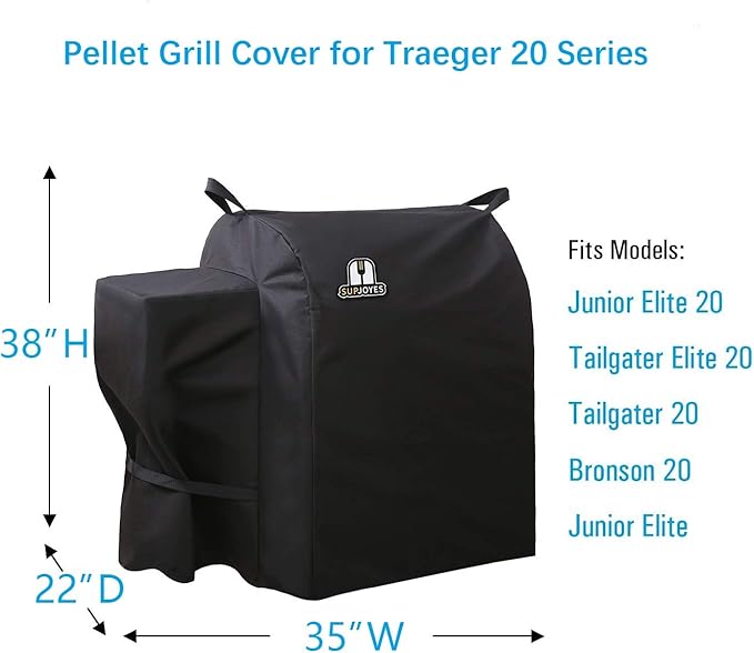 Grill Cover for Traeger Tailgater 20 Series, Heavy Duty Waterproof Wood Pellet BBQ Accessories for Traeger 20 Series, Junior & Tailager Grills, Full Length