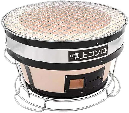 Round Table Top Charcoal Grill, Japanese Ceramic Clay BBQ Grill, Portable Barbecue Stove, Indoor Outdoor Charcoal Cooker,Charcoal Grill
