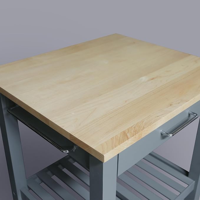 Casual Home Sunrise (Small) with Solid Harvest Hardwood Top Kitchen Island, 22.75" W, Slate Gray