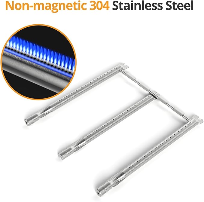 Grill Replacement Parts Compatible with Weber Spirit 300 Series (2013–2017 Front Control), Also Fits Spirit II 300 GS4, Porcelain Flavorizer Bars #7636 & Burner Tubes #68950