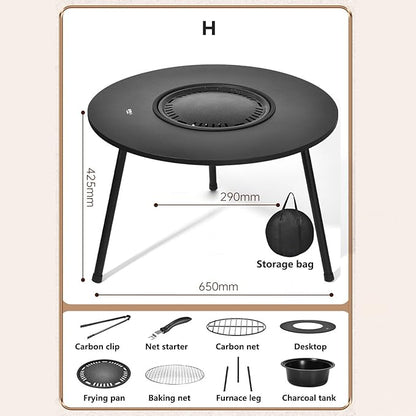 Outdoor Charcoal BBQ Grill Portable Charcoal Barbecue Grill with A Variety of Grilling Accessories Perfect for Outdoor Cooking & Grilling, BBQ, Patios with Carry Bag(H)