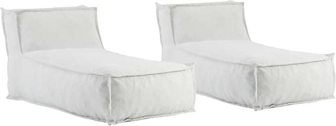 Christopher Knight Home Natty Outdoor Bean Bag Chair Set of 2, Fabric Bean Bag Chair for Adults and Kids, Indoor/Outdoor Sun Lounger, Patio Lounge Chair Set of 2, Light Gray