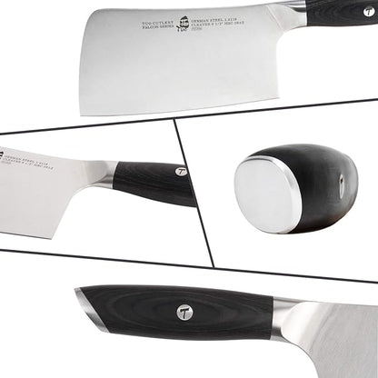 TUO Cleaver Knife, 6.5 inch Butcher Knife for Chopping Meat & Vegetable, High Carbon Steel Chinese Cleaver with Ergonomic Handle - FALCON SERIES