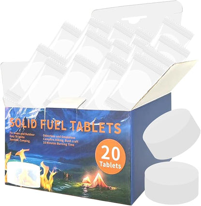 Solid Fuel Tablets Fire Starter for Fireplace, for Indoor and Outdoor use, for Campfires, BBQ, Fire Starters for Grill and Wood Stove - Firelighters