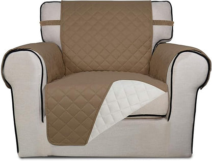 PureFit Reversible Chair Sofa Cover Dog Couch Covers for Sofa, 25.5 in | Camel/Ivory, Water Resistant Couch Protector, Washable Pet Couch Cover with Non Slip and Elastic Straps For Kids