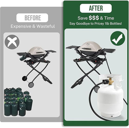 12 Feet Propane Hose Adapter 1lb to 20lb，Propane Adapter 20lb to 1lb Converter, Propane Tank Adapter Hose 20 lb To 1 lb for Buddy Heater/Weber Q Grill/Coleman Stove/Blackstone Griddle