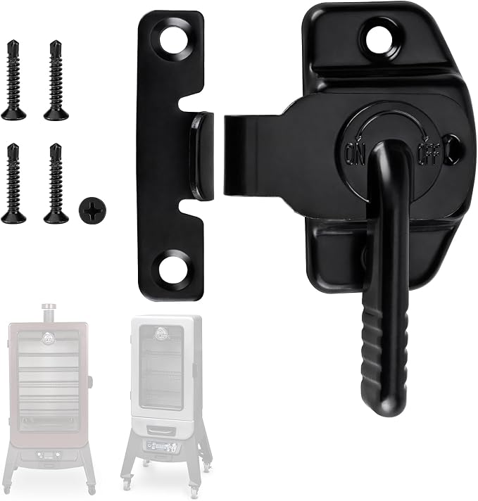 Smoker Door Latch Replacement for Pit Boss 1077, Pro Series II 4, PBV4PS2 | for Pitboss 10739 Smoker Door Latch, 4 Pcs Screws included, for Most Vertical Square Smokers