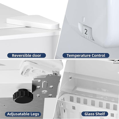 Antarctic Star Compact Refrigerator with Freezer,2 Door Mini Fridge,Adjustable Shelf,Adjustable Thermostat,for Bedroom,Office,Dorm,Kitchen,3.2 Cu.Ft.WHITE