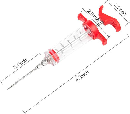 Meat Injector Kit,Plastic Marinade Injector Syringe with Screw-on Meat Needle,Turkey Injector for Beef Chicken Grill Cooking