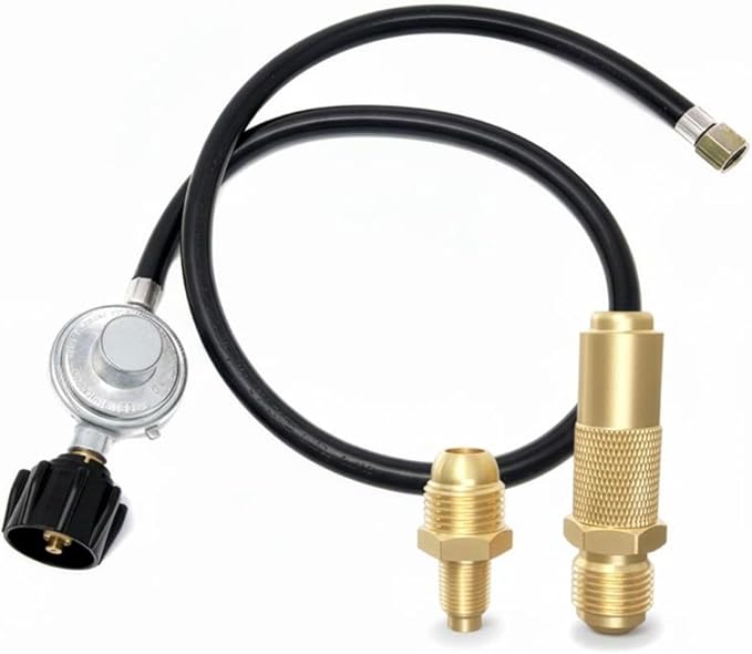 GasOne Universal Propane Regulator Hose with 3 Interchangeable Fittings – 3 FT Propane Hose with Regulator - Compatible with Blackstone 17"/22" Griddles, Propane Grills, Burners & Other Appliances