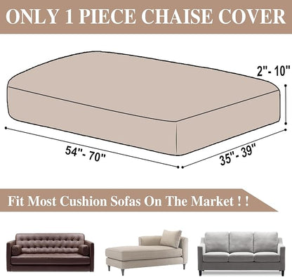 LA MEACK Couch Cushion Cover Chaise Lounge Cover Washable Separate Seat Chaise Couch Cover Stretch Sectional Sofa Slipcover(1 Piece for Chaise or Sofa 3-Seater, Khaki)