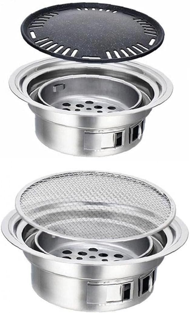 Charcoal Barbecue Grill Round Portable Household Camping Grill Stove with Barbecue Net,Outdoor Barbecue Tools, Baking tray