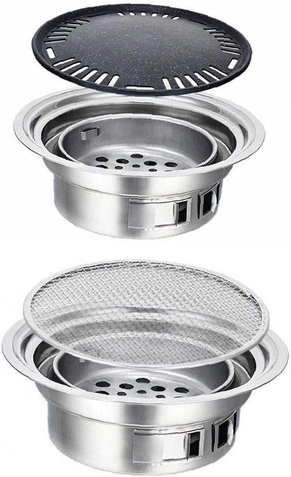 Charcoal Barbecue Grill Round Portable Household Camping Grill Stove with Barbecue Net,Outdoor Barbecue Tools, Baking tray