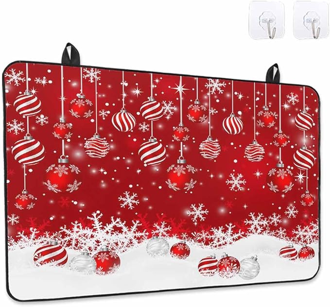 Stove Top Covers for Electric Stove 31x24 Inches,Christmas HeatResistant Glass Cooktop Protector,Red Merry Xmas Glitter Sparkle Bokeh Snowflake Winter Ceramic Stovetop Countertop Covers Mat,Oven Cover