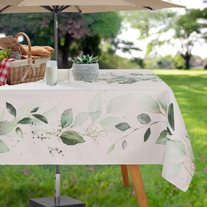 Honellaty Outdoor Tablecloth with Umbrella Hole and Zipper, 52 x 70 Inch | Easy-Install Rectangular Patio Table Cover, Spill-Resistant Washable Polyester for Outdoor Dining and Garden Parties
