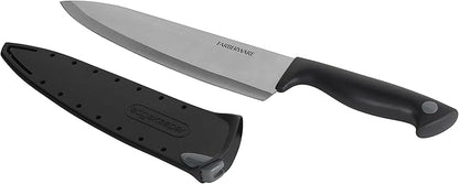Farberware 8 Inch Chef Knife with EdgeKeeper Self-Sharpening Blade Cover, High-Carbon Stainless Steel Kitchen Knife for Slicing, Dicing, and Mincing