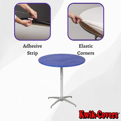 30" Round Fitted Plastic Table Covers, Bundle of 5 (Royal Blue)