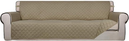 PureFit Reversible Quilted Couch Covers for Dogs Sofa Cover 4 Seater 88" | Beige/Beige, Water Resistant Couch Protector, Washable Pet Couch Cover with Non Slip and Elastic Straps For Kids