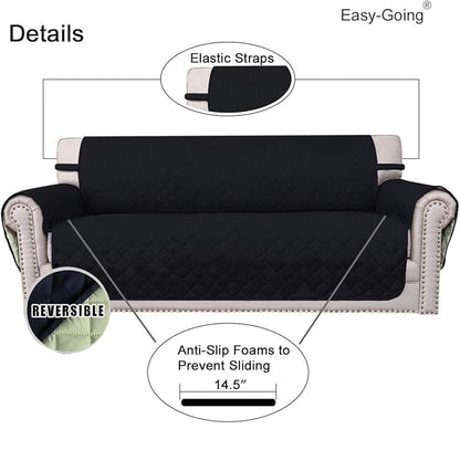 Easy-Going Reversible Couch Cover, 3 Cushion Sofa, X-Large, Black/Beige | Machine Washable Slipcover For Dogs, Water Resistant Furniture Mat For Living Room, Non-Slip Sofa Cover, Pet Friendly