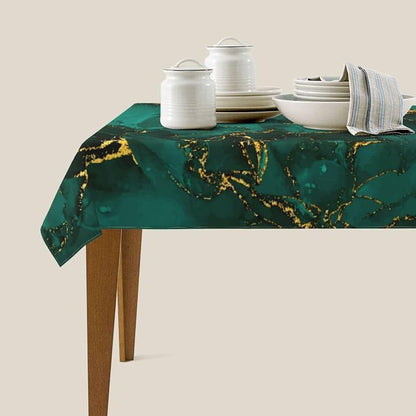 Turquoise Marble Decorative Table Cloths for Parties Kitchen 54"x72" | Rectangle Reusable Washable Emerald Dark Green Tablecloth for Dining Room Wedding Indoor Outdoor