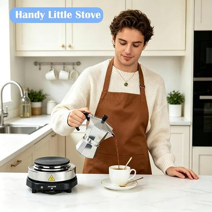500W Mini Electric Hot Plate,ASANMA 110V Moka Pot Electric Stove Burner | Low Wattage Portable Compact Coffee Warmer Electric Hot Plates For Countertop Rv,Electric Camping Stove For Coffee,Milk,Tea