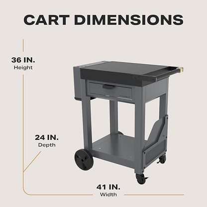 Current® Outdoor Pizza Cart, Mobile Prep Station with Soft-Close Drawer, Pizza Peel Holster, Spacious Work Surface, Weather-Resistant, Perfect Height, Wheels for Easy Movement