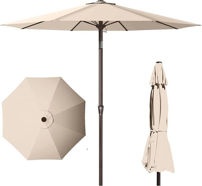 PatioKingdom 10FT Patio Umbrella with Push Button Tilt and Crank, Outdoor Market Umbrella with 8 Fiberglass Ribs, UV Protection Table Umbrella for Pool,Backyard,Garden,Deck