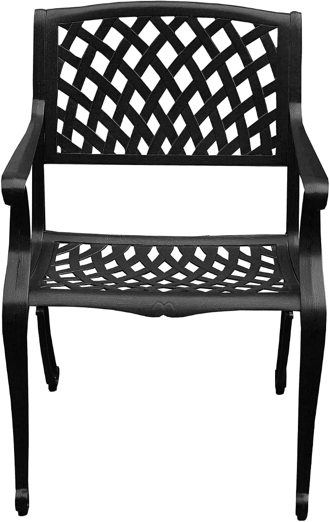Oakland Living Modern Outdoor Mesh Cast Aluminum Black Patio Dining Chair