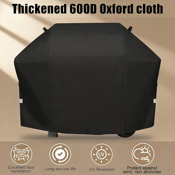 QuliMetal 58 Inch Grill Cover for Weber Genesis 300 & Genesis II 300 Series Grills, 600D Waterproof Heavy Duty and Fade Resistant BBQ Gas Grill Cover, Compared to Weber 7130