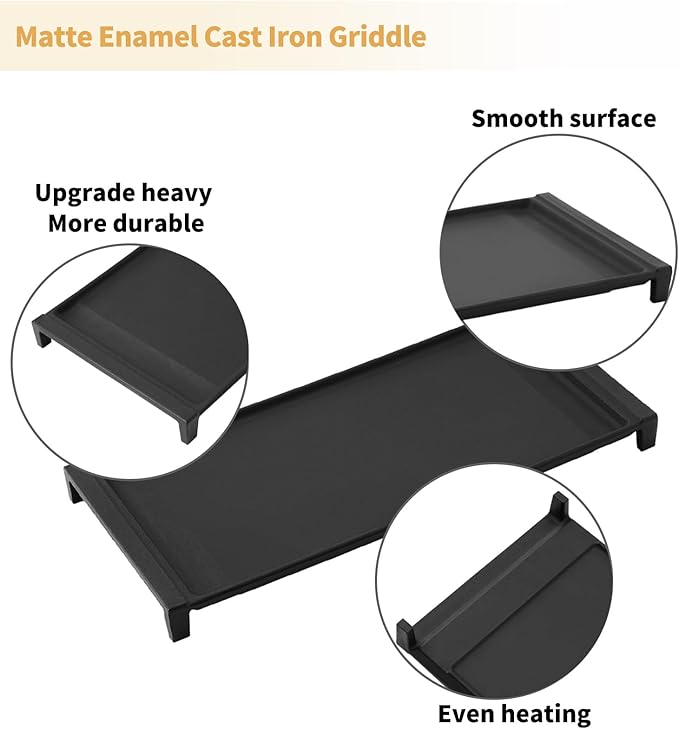 Upgraded WB31X24738 Cast Iron Griddle Replacement for GE Stove Parts WB31X24998 GE Stove Top Griddle WB31X49806 General Electric Gas Range Cooktop Center Griddle Plate JGB700SEJ4SS Flat Top Pan