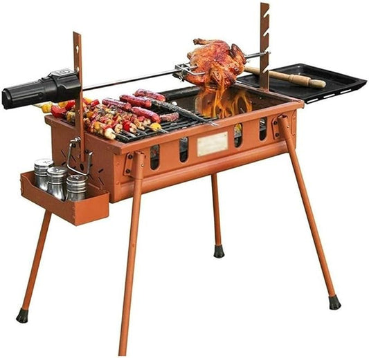 Grill Outdoor Barbecue Grill Portable Thick Charcoal Multi-Person Barbecue, Folding Picnic Shelf in The Field is Stable and Durable, 52 52 27.5cm