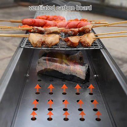 Portable Charcoal Grill, Stainless Steel Barbecue Grill Camping Smoker Grill for Outdoor Cooking Picnic Outdoor Garden Charcoal BBQ Grills Party
