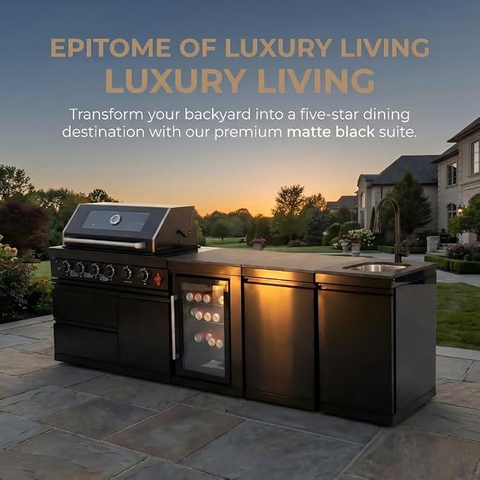 104 Inch Island Gas Grill,4-Burner Stainless Steel Gas Outdoor Kitchen Bar Barbecue Island Grill,Wine Cooler Compact Refrigerator,Marble Countertops,Stainless steel Sink