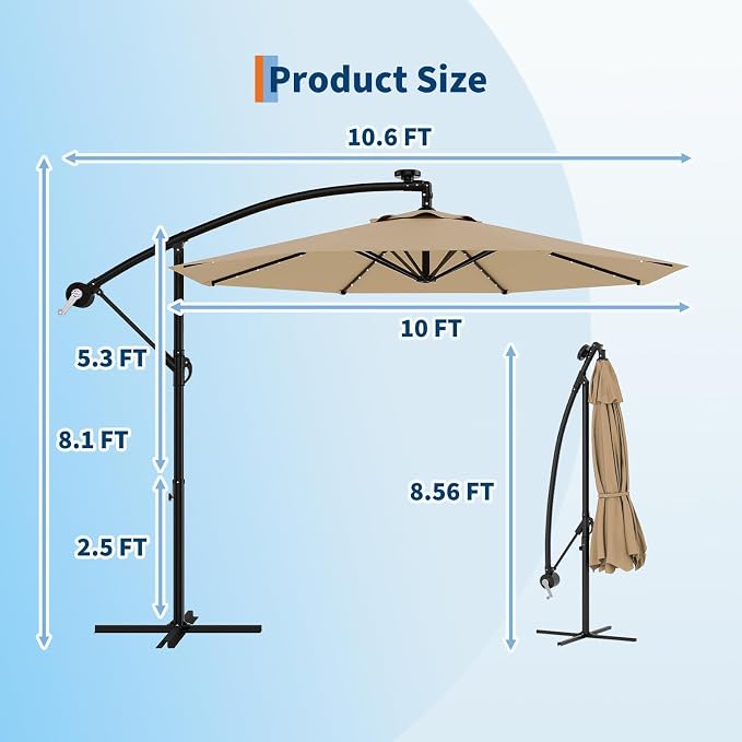 15FT Outdoor Patio Umbrella,Double-Sided Rectangle Market Umbrella with 36 LED Solar Lights & Base,UV50+ Weather-Resistant Oversized Outdoor Umbrella,Crank Lift,3-Way Shade for Pool,Garden,Backyard