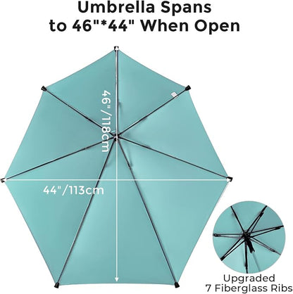 G4Free UPF 50+ Height Adjustable Beach Chair Umbrella with Universal Clamp | UV protection Chair Umbrella for Beach Chair, Golf Cart, Wheelchair, Stroller, Bleacher, Outdoor Patio, silver coating fabric