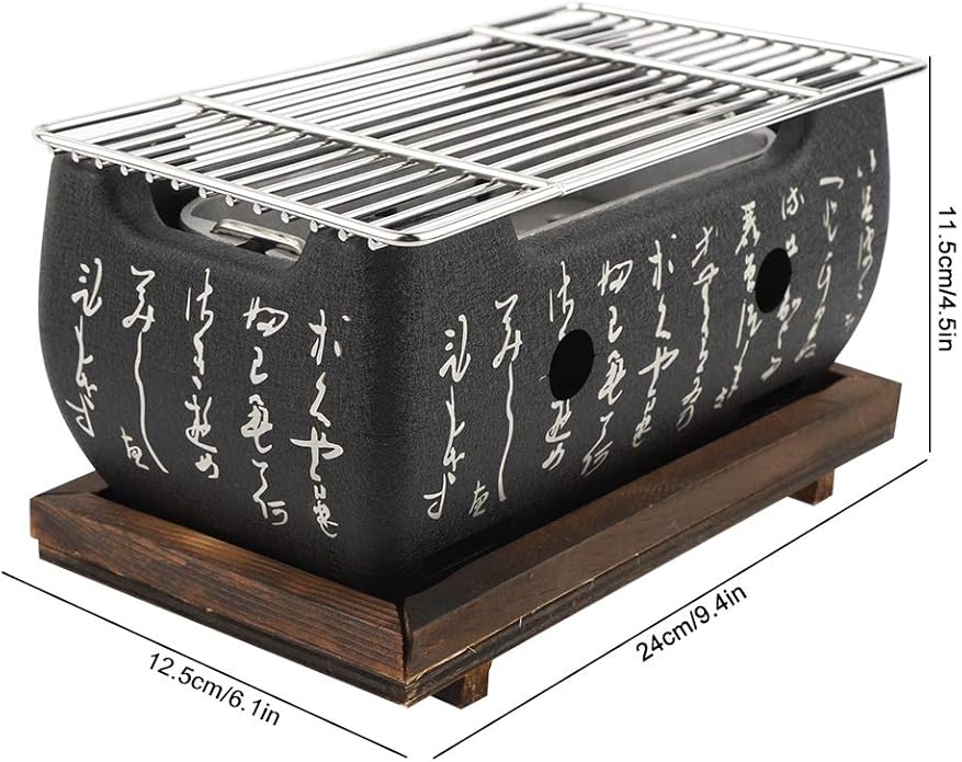 Vikye Japanese Barbecue Grill, Charcoal Stove Made of Aluminum and Stainless Steel 24x12.5x11.5cm/9.4x6.1x4.5inch