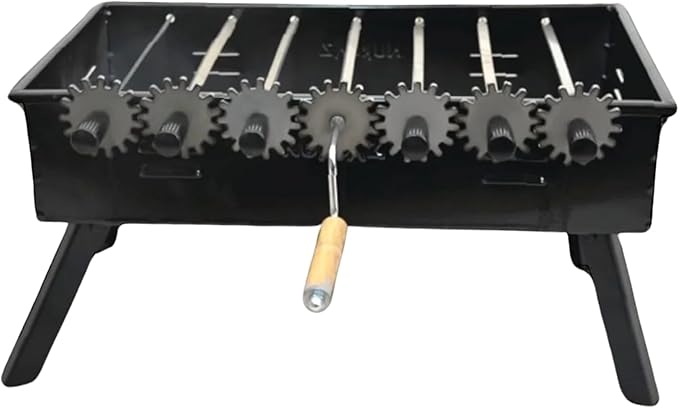 Rotating Camp Grill with Foldable Legs and Carry Bag, Large Skewer Grill